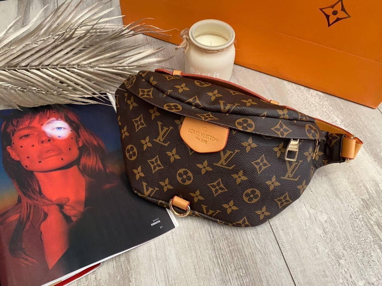 

Сумка на пояс бананка женская louis vuitton луи витон лв коричневая, Коричневый