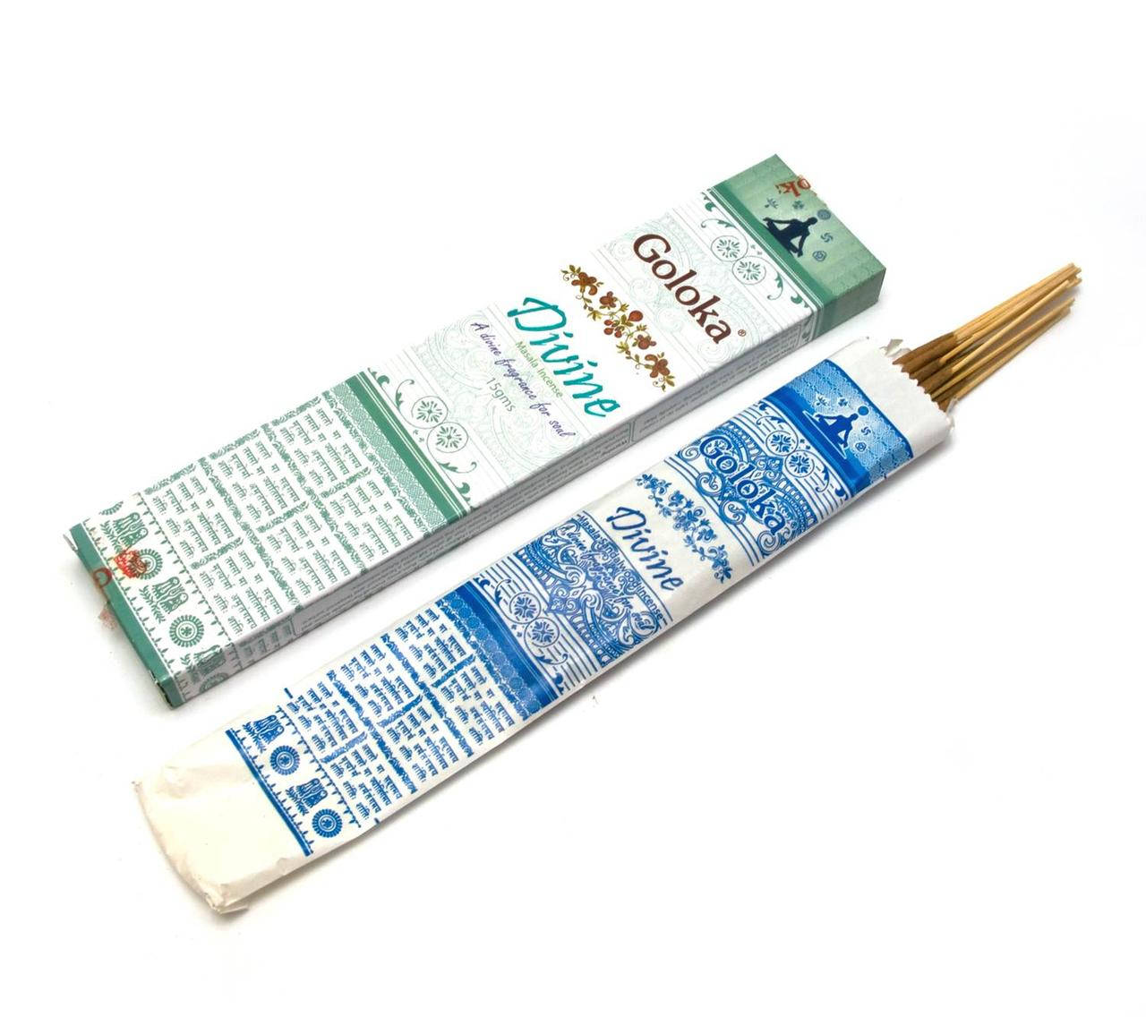 

Натуральные аромапалочки Divine (Божественно)(15 gms) (Goloka) пыльцовое благовоние