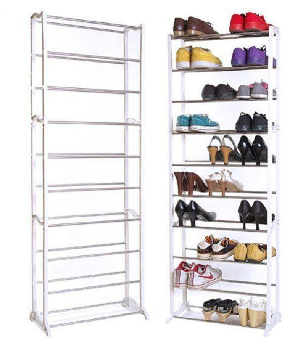 

Полка на 30 пар обуви органайзер с 10 полками Amazing Shoe Rack, Белый