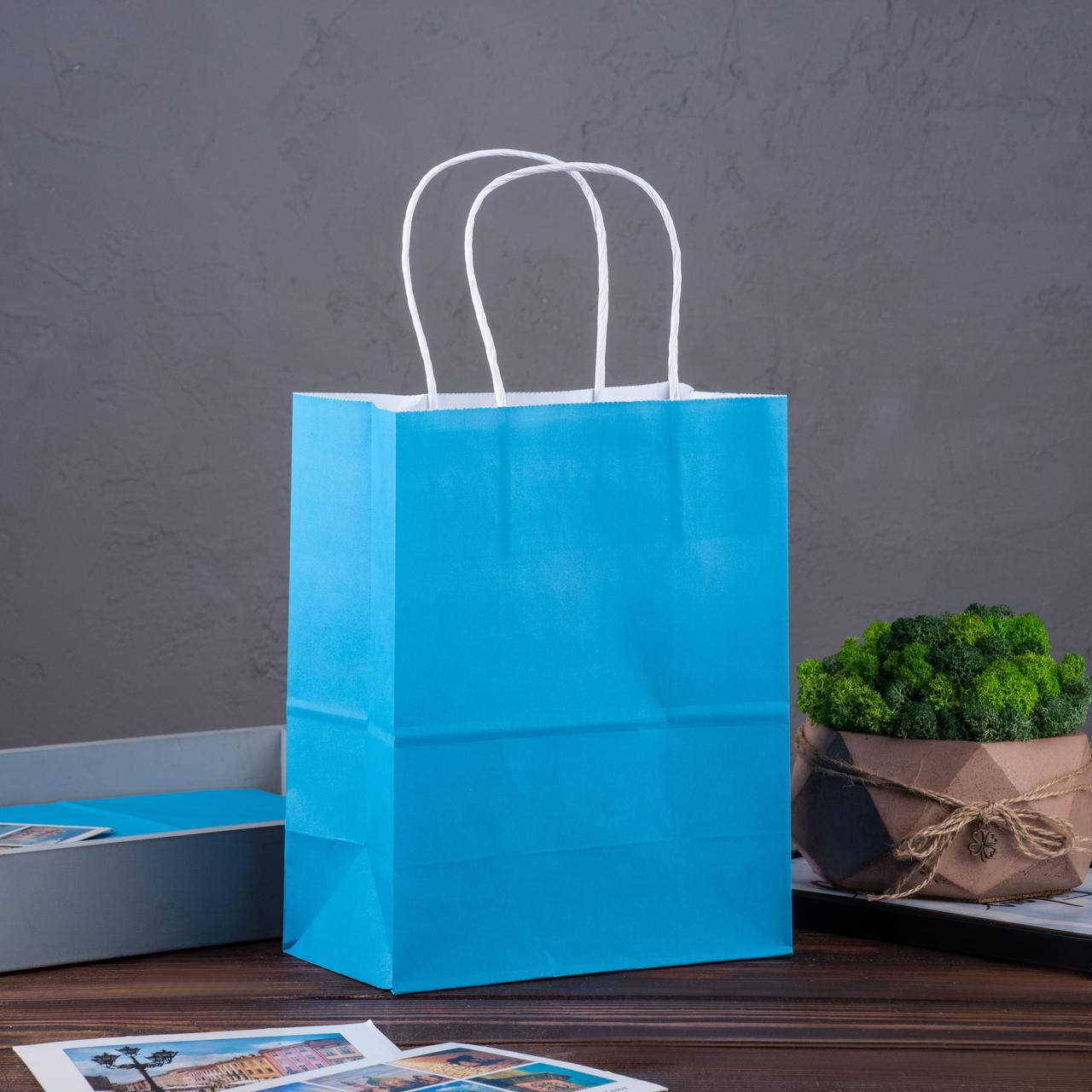 

Крафт пакет голубий 180*100*220 мм, папір 100 г/м2, Голубой