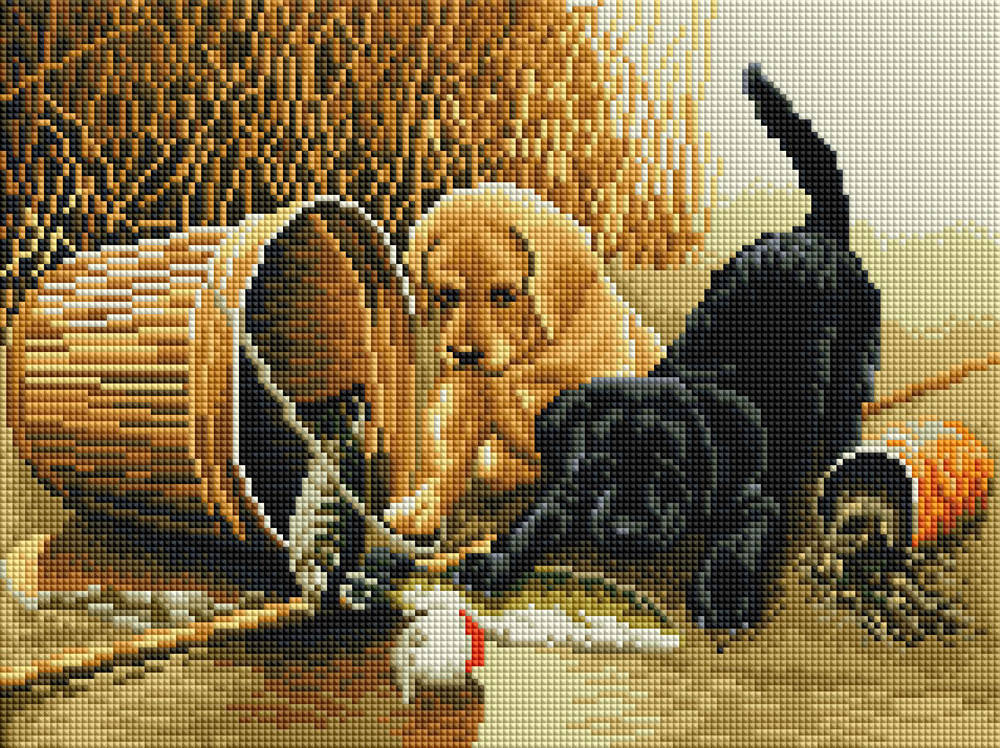

Алмазная мозаика ColorArt 30х40 Играющие собаки ST400