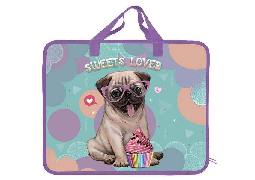 

Папка-портфель А4 пластикова з текстильними ручками Kidis Candy Lover