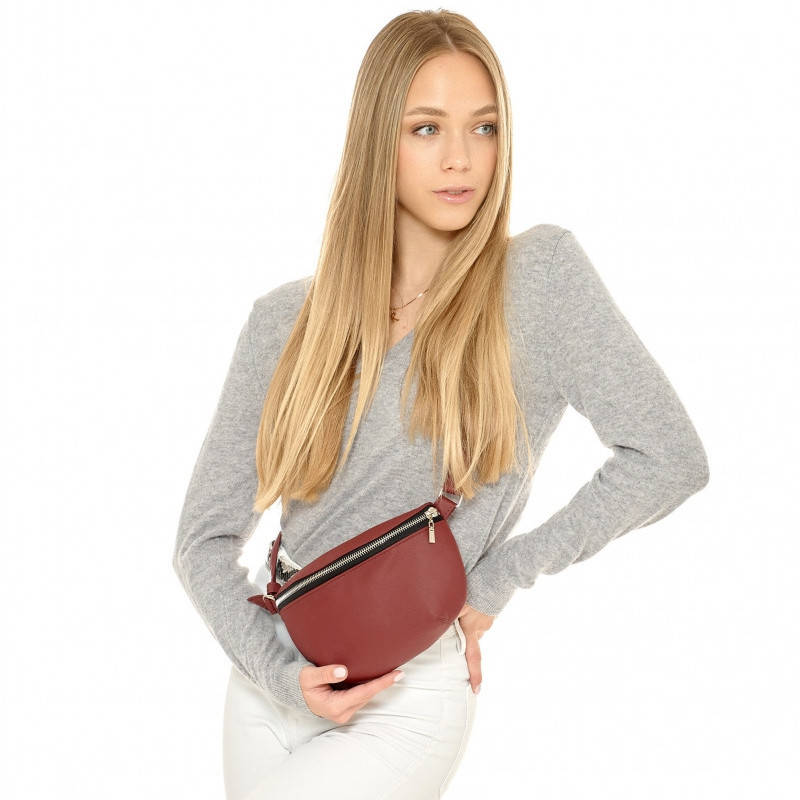 

Поясная сумка женская, бананка, сумка на пояс бордовая, Бордовый