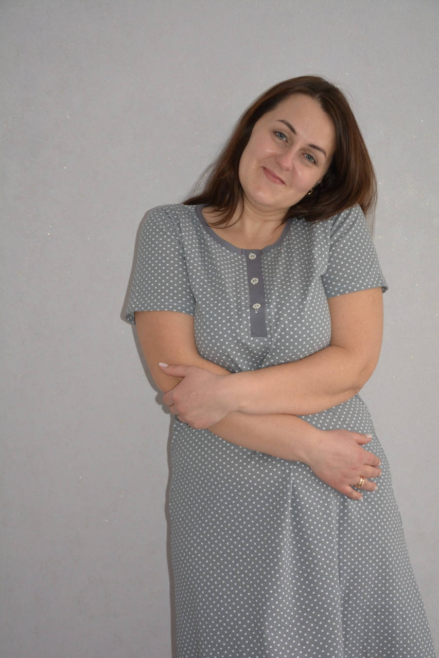

Чудова нічна сорочка Miss Victoria з рукавчиком,великі розміри❤️ 4XL