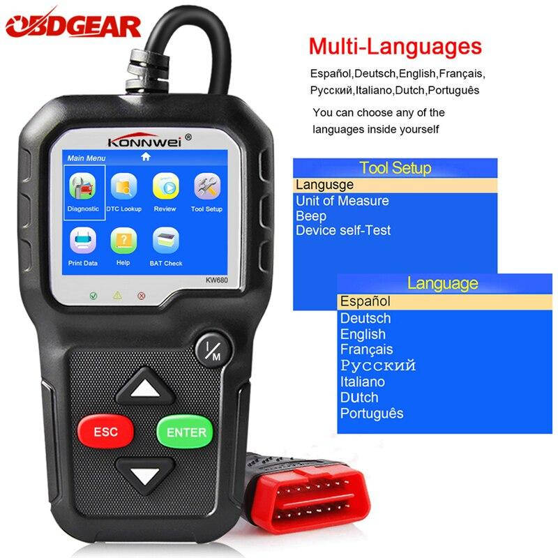 

Adapter сканер KONNWEI KW680 цветной экран 2.4" XP WIN7 WIN8 WIN10 автотестер напряжения батареи автосканер