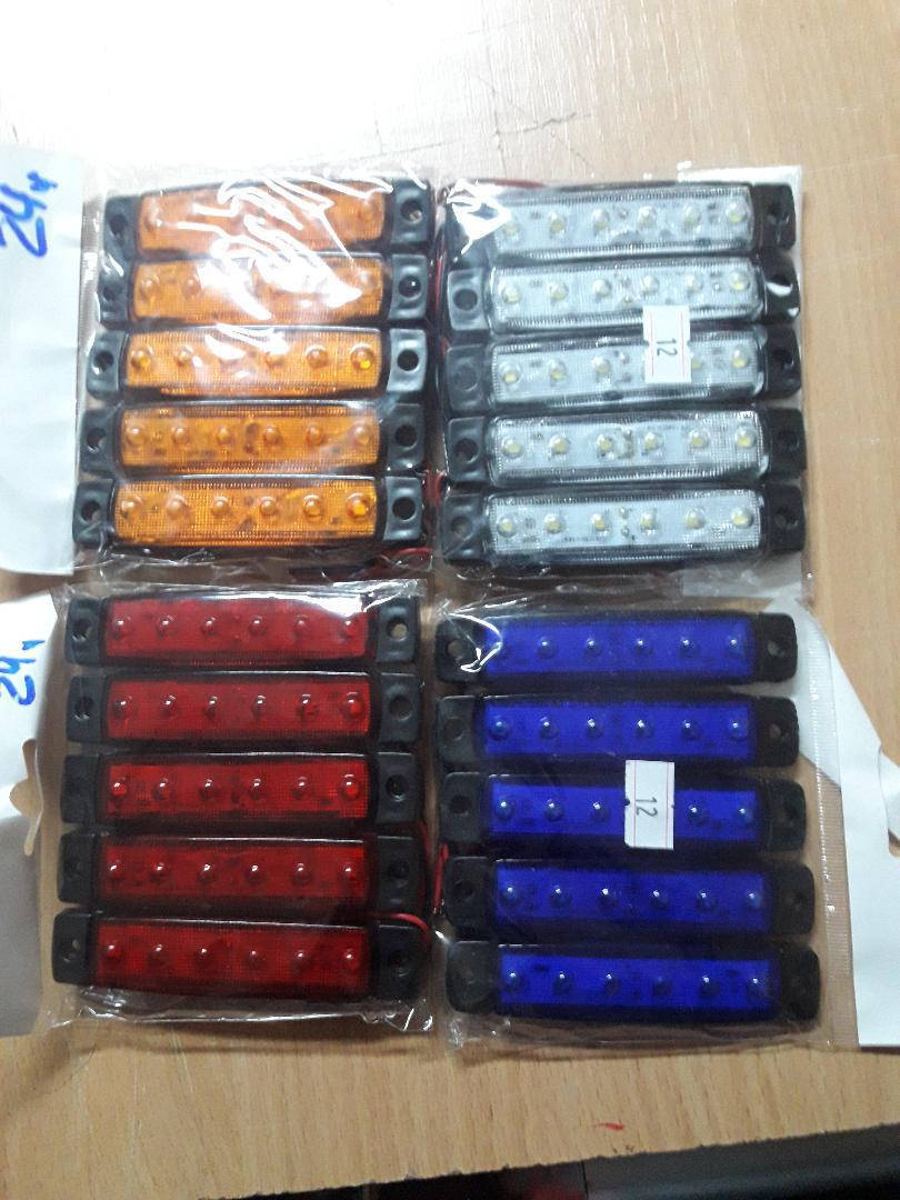 

Габаритные огни для грузовиков Полоска 6 диодов синие, Фонарь габаритный прицепа, габариты рожки мини