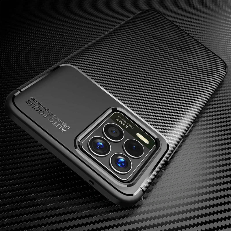 

Противоударный чехол Карбон для Realme 8 Pro черный резиновый бампер