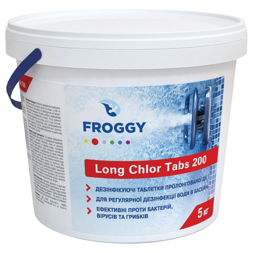 

LONG CHLOR TABS 200, хлор длительный , Froggy , ТАБЛЕТКИ 200 ГРАММ, Фрогги, 5 кг