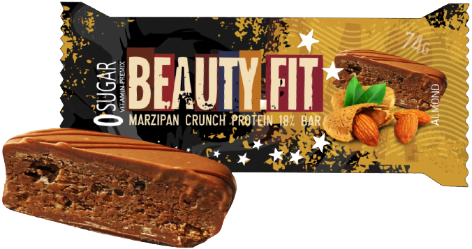 

Натуральный низкоуглеводный батончик Beauty.Fit марципан кранч "Миндаль" (75 грамм)