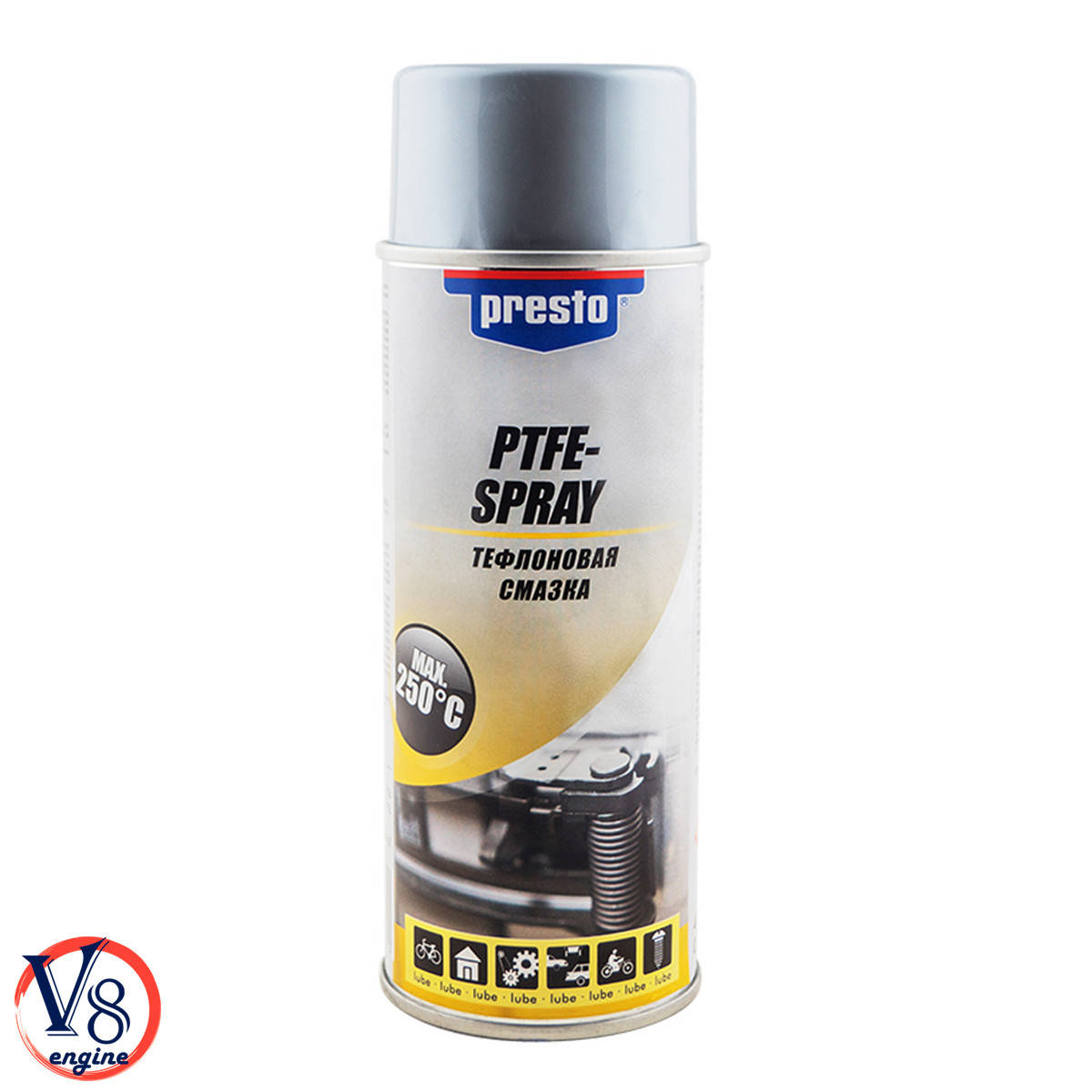 

Смазка тефлоновая Presto PTFE-Spray -50°С/+250°С (217753) 400мл.