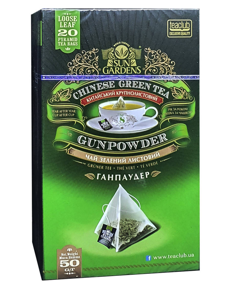 

Чай зелений в пакетиках-пірамідках Sun Gardens Gunpouder 20 шт х 2,5 г (1007)