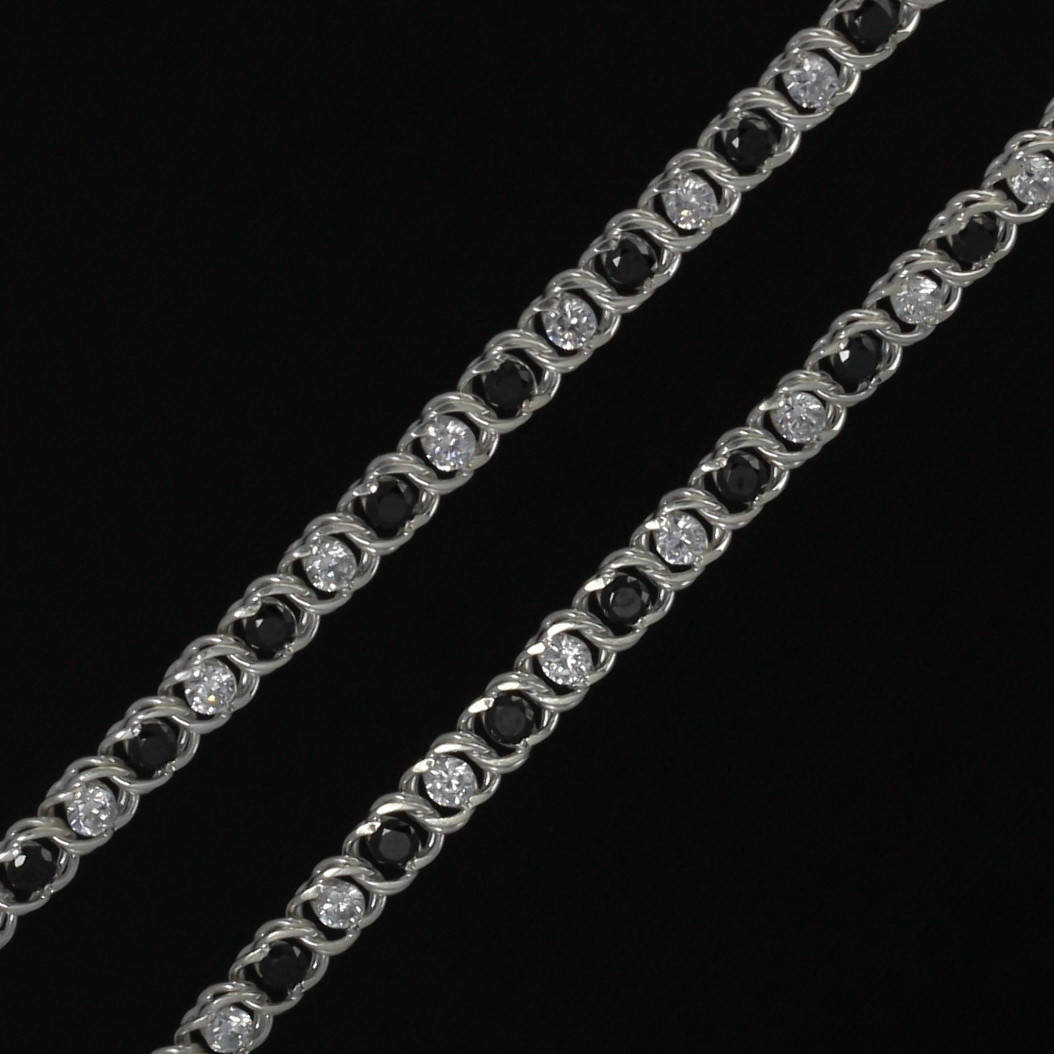 

Цепочка серебряная "Арабка с черными, белыми камнями" 5.5 мм,  см