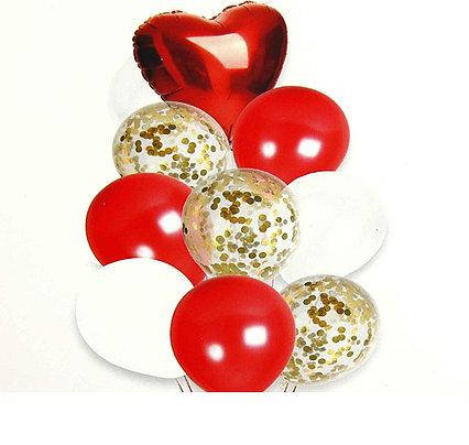 

Набор латексных шаров "Сердце красное" 9 шт, Gemar, Розовое золото