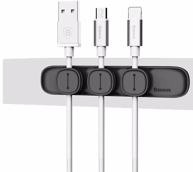

Магнітний органайзер держатель для проводів Baseus Peas Cable Clip Чорний (ACWDJ-01), Черный