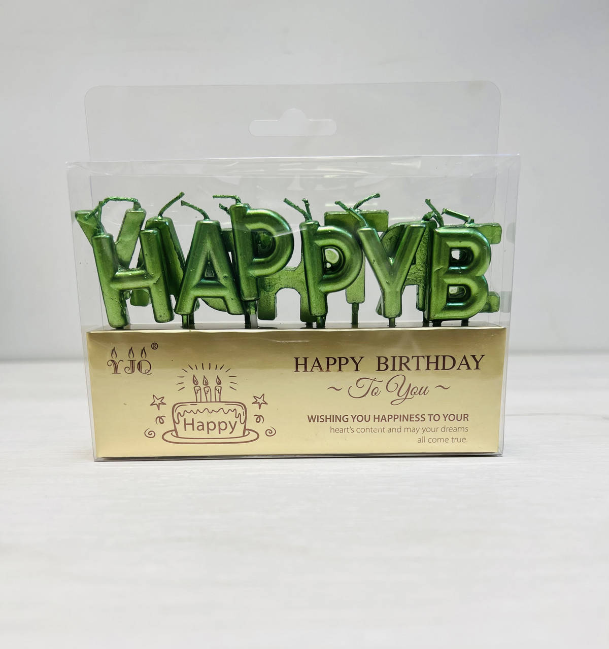 

Свечи-буквы "Happy Birthday" хром зелёный