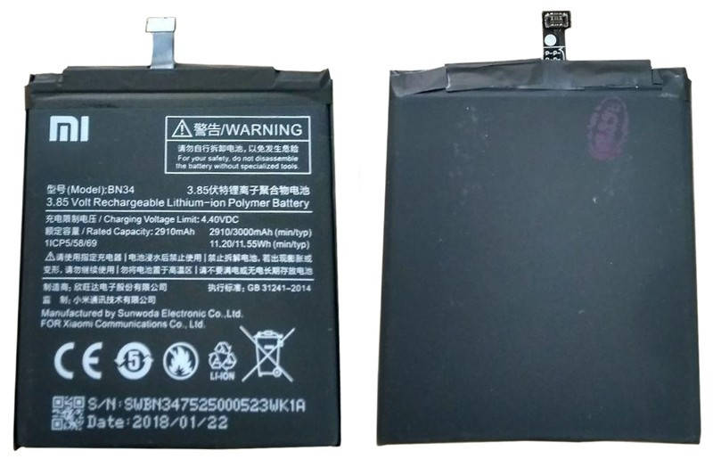 

Аккумулятор для BN34 для Xiaomi Redmi 5A 3000 mAh оригинал Китай