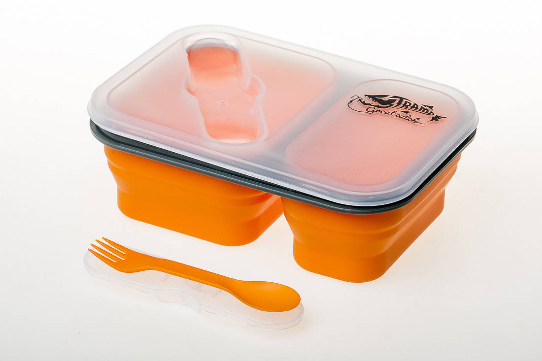 

Контейнер складной силиконовый на 2 отделения с ложкой-вилкой Tramp (900 мл)