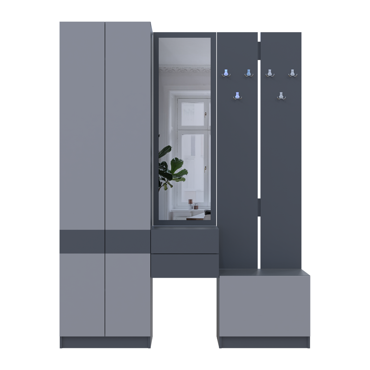 Передпокій Doros Сола Графіт/Сірий ДСП / дзеркало 165х40х215 (42005146) 3