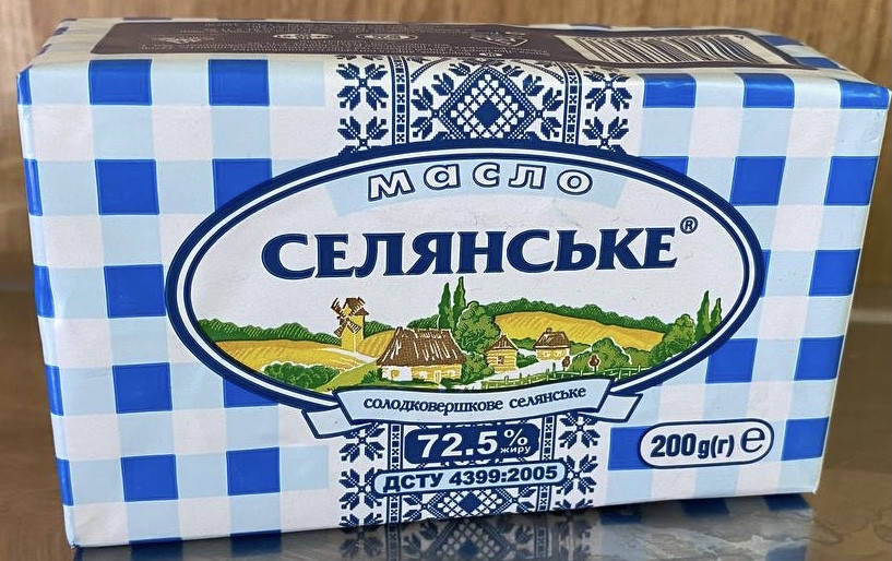 

Масло Селянське солодковершкове 72,5% 200 г