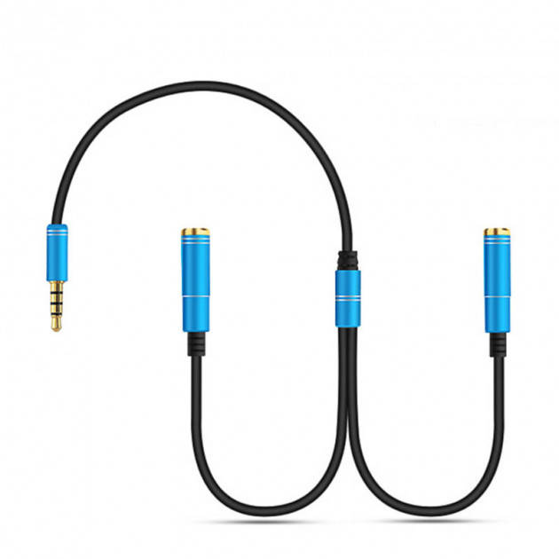 

Кабель стерео для двух наушников к iPhone, iPad, Samsung, компьютеру Alitek Metal Blue