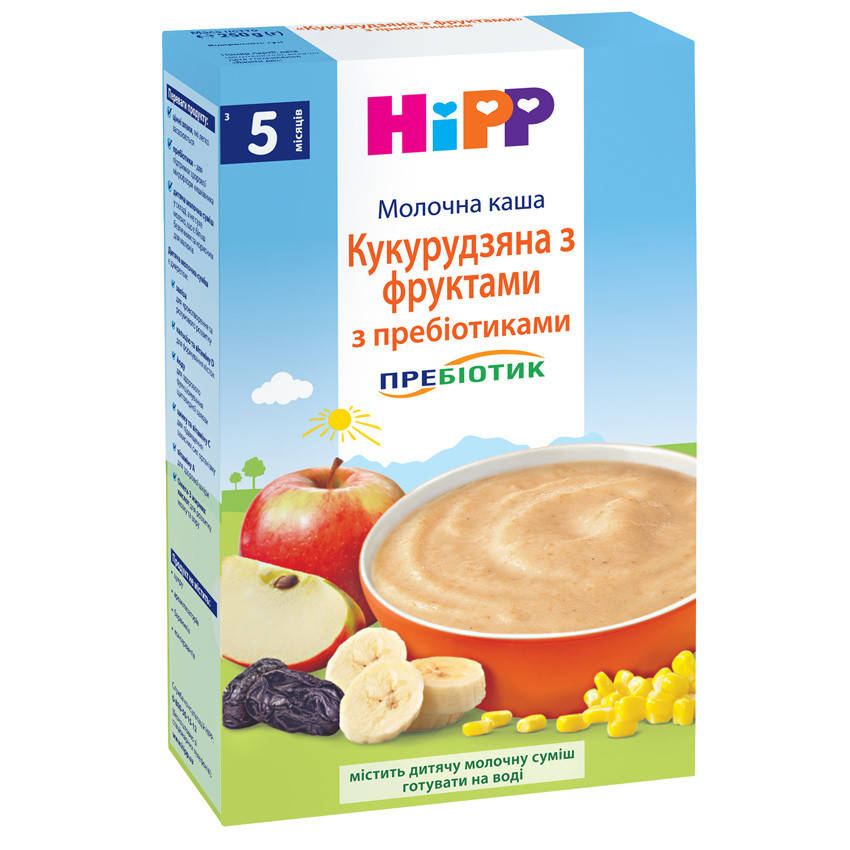 

Каша молочная Кукурузно-фруктовая с пребиотиками Hipp, 250г
