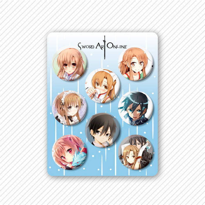

Набор значков Мастера Меча Онлайн 32мм Sword Art Online 8шт (8150)