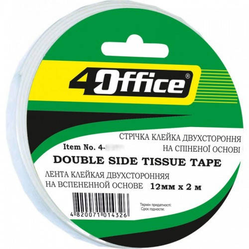 

Скотч Двухсторонний 4Office 12 мм х 2 м х 1 мм 4-394