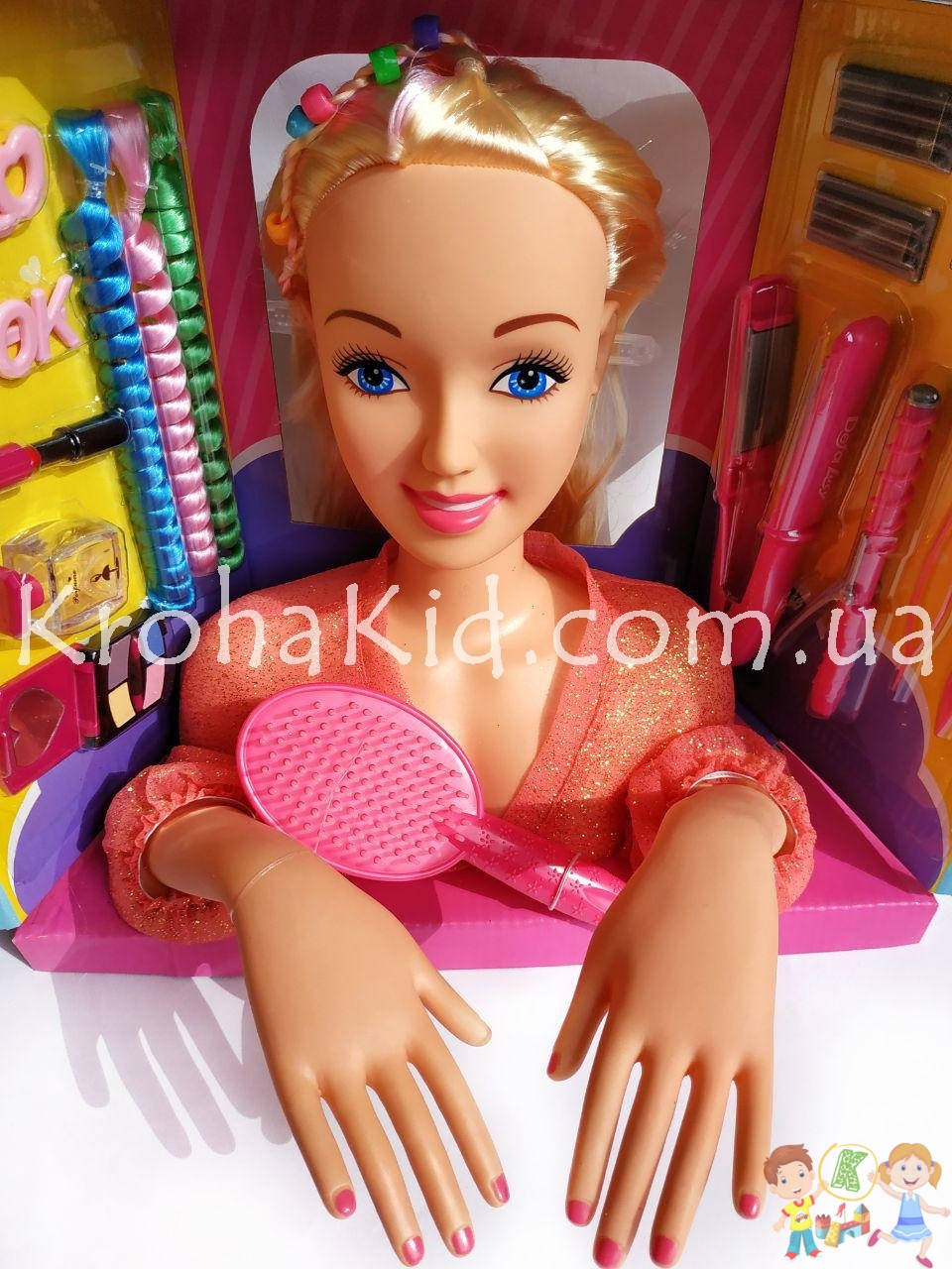 

Кукла-манекен для причесок Defa Luc 8415 с аксессуарами / голова-манекен для причесок с плойкой, расческой