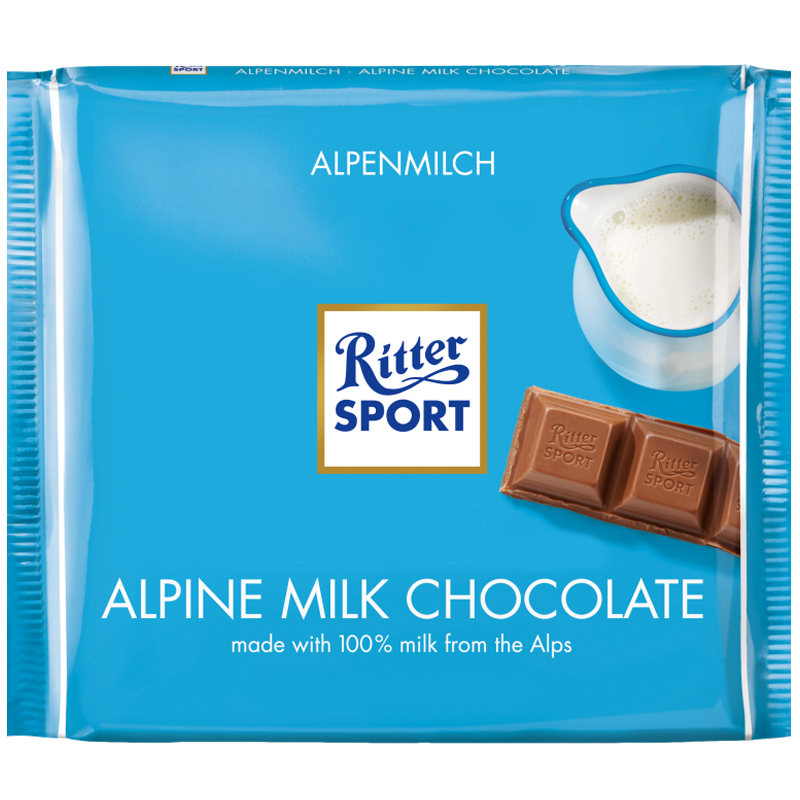 

Шоколад Ritter Sport АLPENMILCH (Молочный с альпийским молоком) 100 г (1уп/12шт)