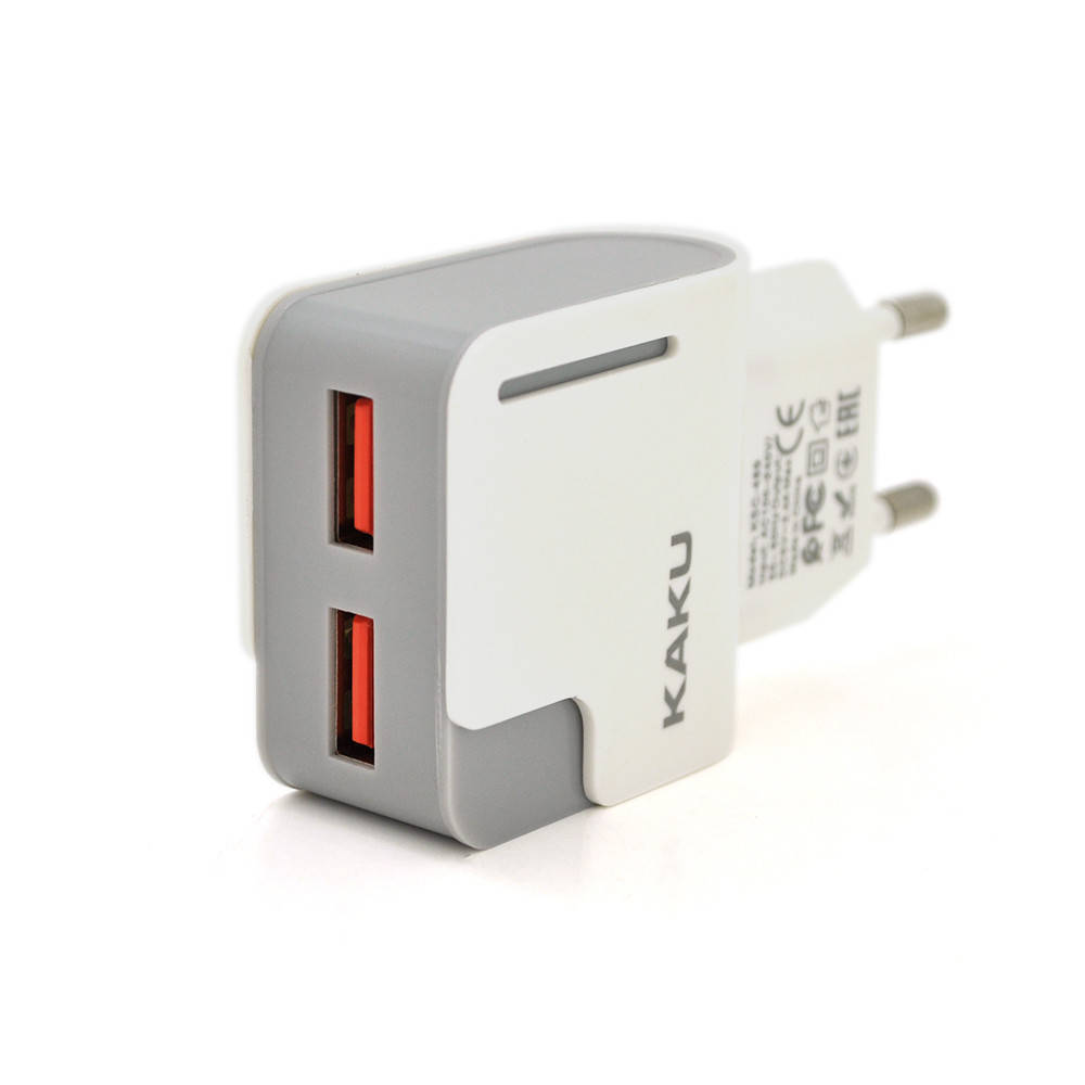 

СЗУ AC100-240V iKAKU KSC-489 PUYAO, 2xUSB, Output: DC5V/2.4A (12W), White, Blister-box