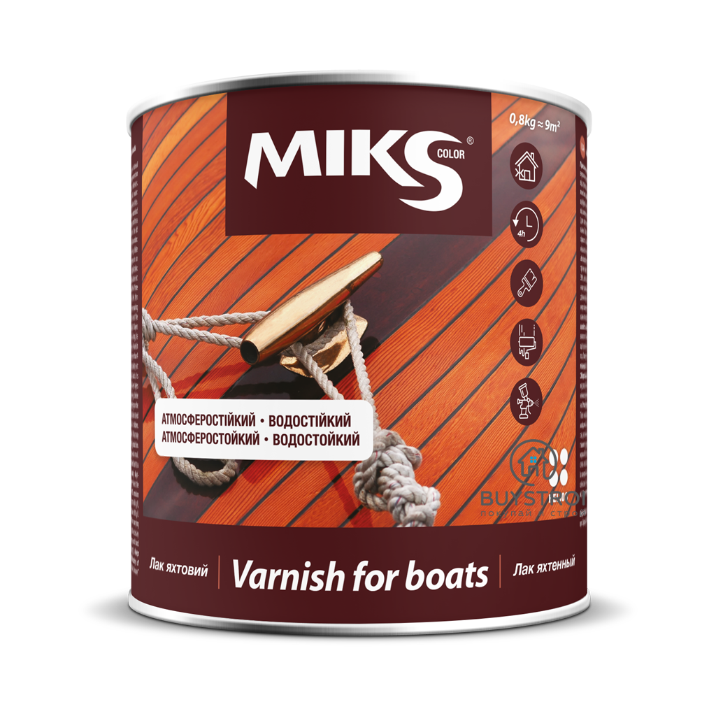 

Лак алкидо-уретановый яхтенный Miks Color (Микс) матовая 0,8 кг.