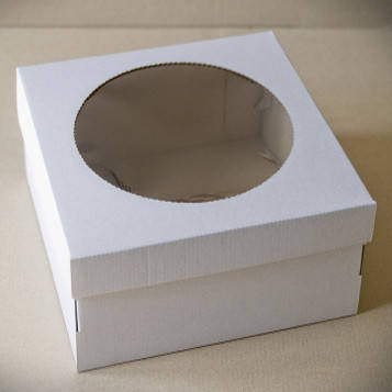 

Коробка для торта 25х25х11 см. (белая с окошком), Белый