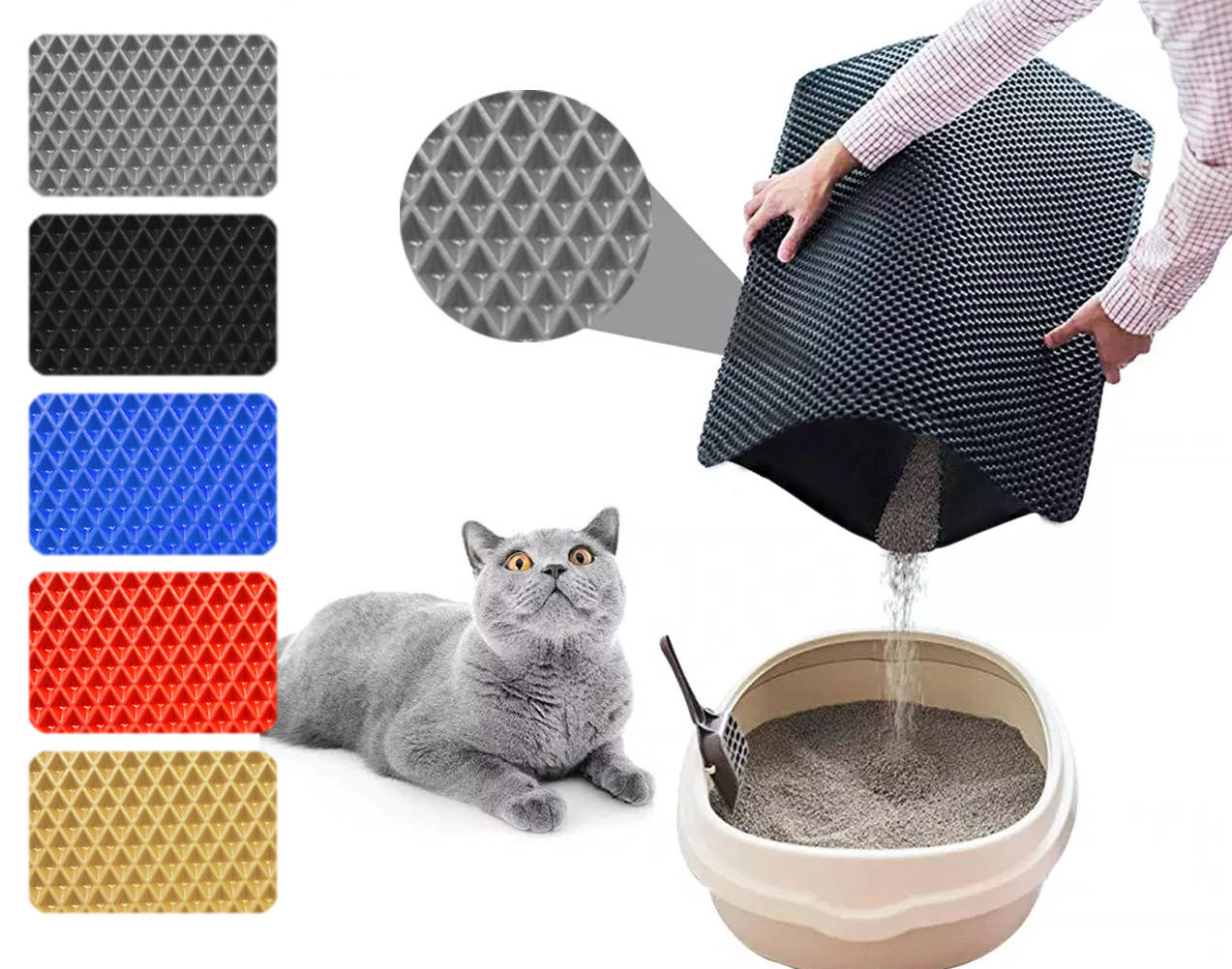 

Коврик под кошачий туалет "ЭВАМУР" Eva-Line 50*30 см Серый