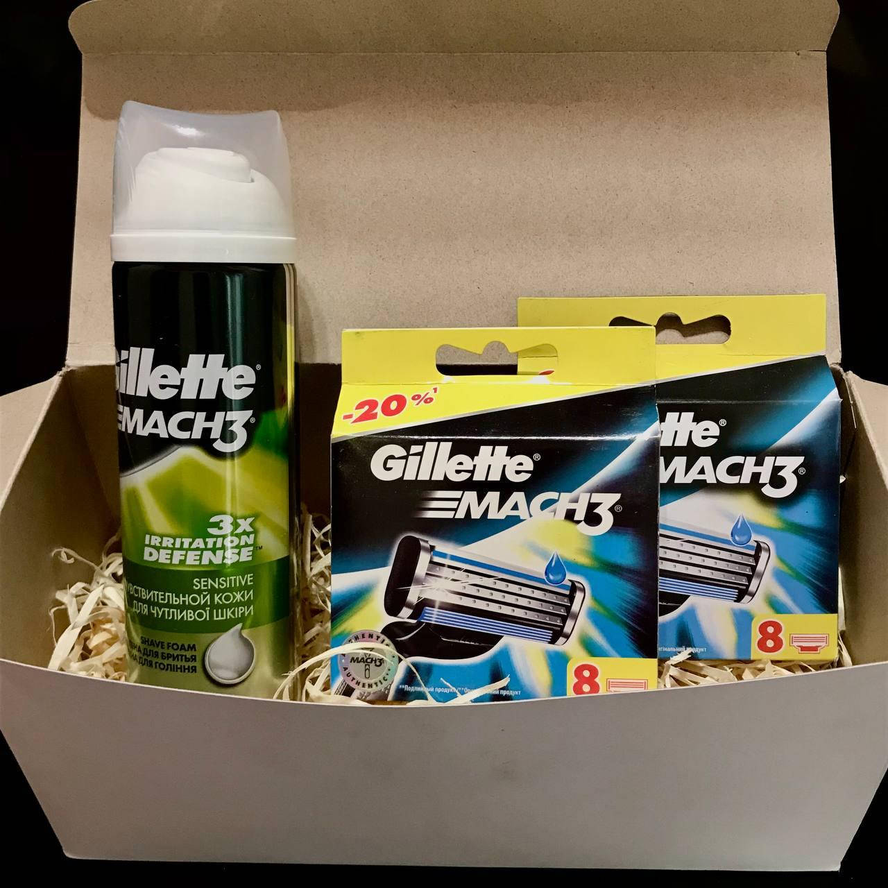 

Набор для бритья Gillette Mach3 (джилет мак3) 16шт. + Пена Gillette 200мл