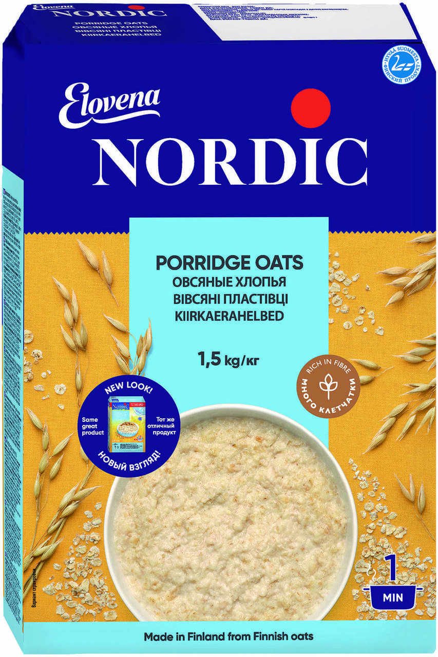 

Овсяные хлопья NORDIC 1,5кг, (4шт/ящ)