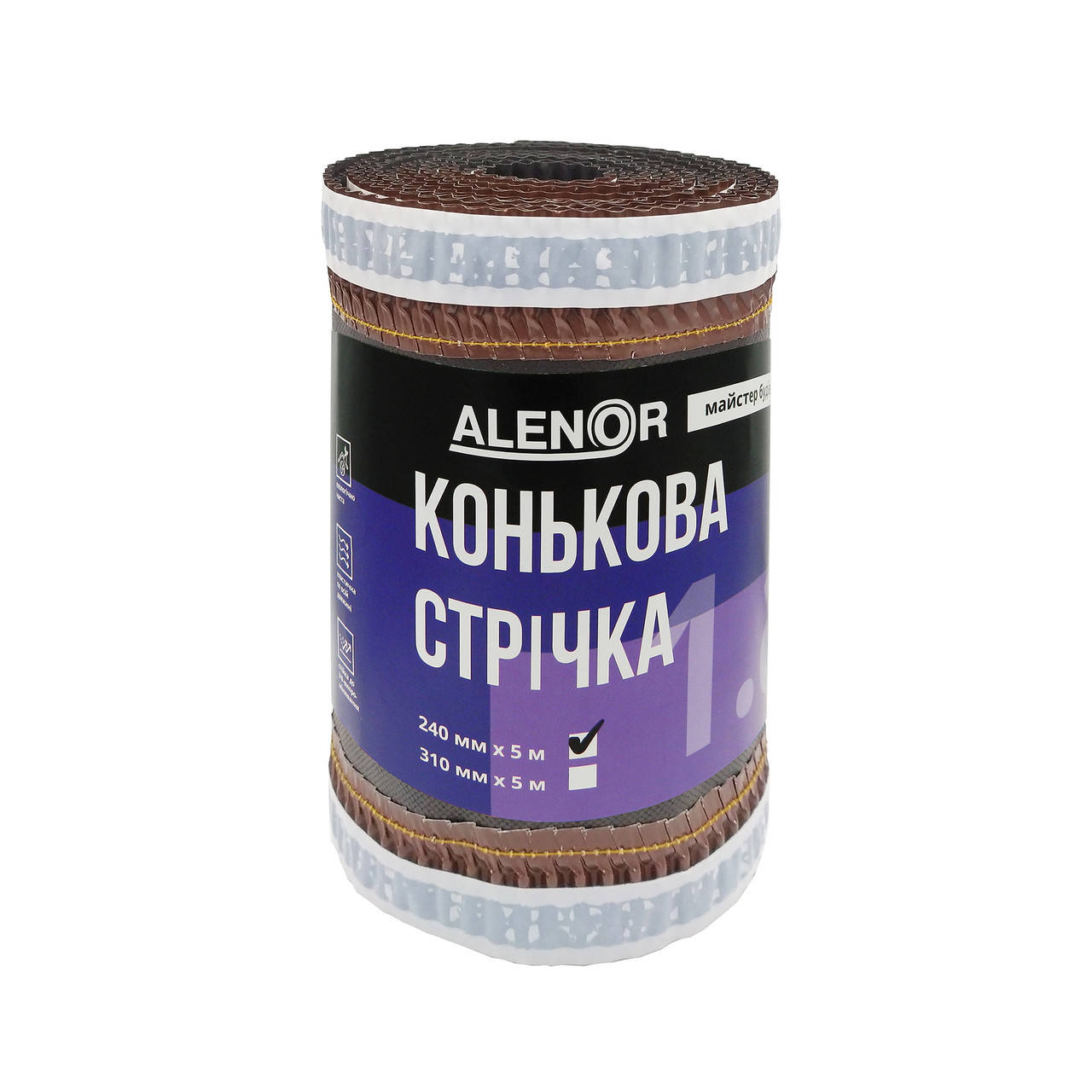 

Коньковая лента ALENOR® - 240 мм*5 м (черно-серая фольга)