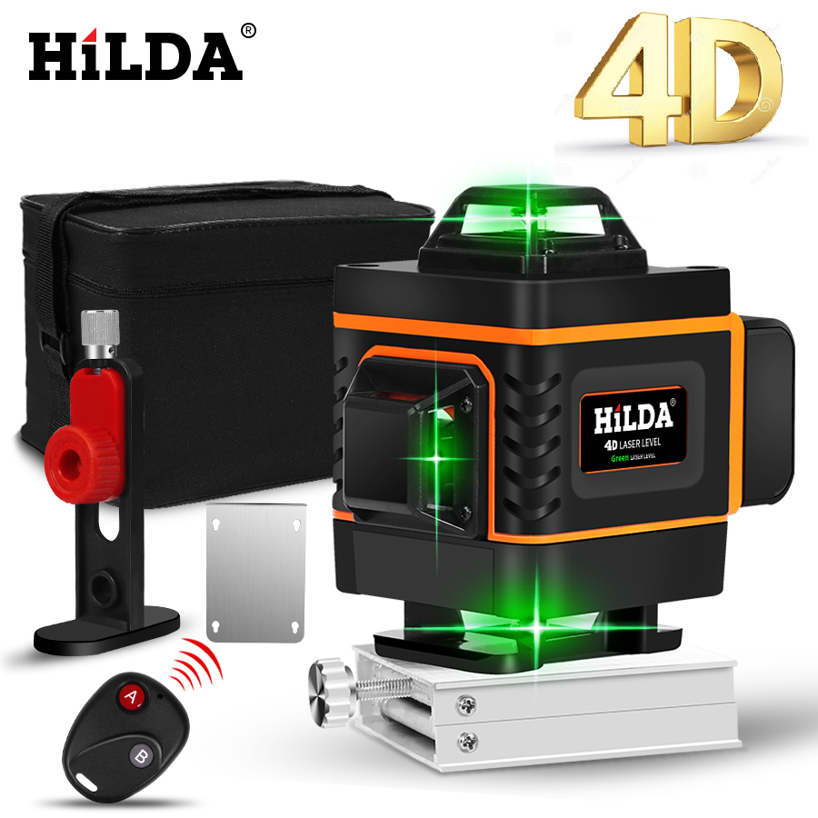 

АКЦИЯ* !4D! ЗЕЛЕНЫЙ ЛУЧ + ПУЛЬТ! Лазерный уровень Hilda 4D 16 линий