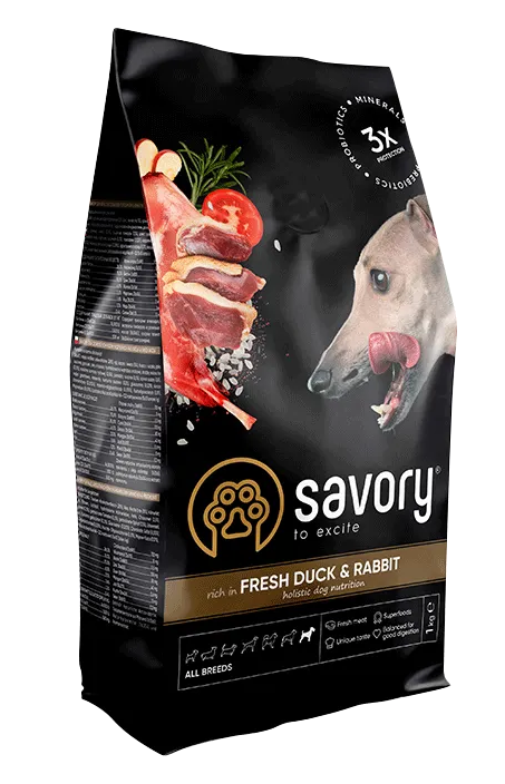 

Savory корм холистик для собак всех пород 3кг (кролик и утка)