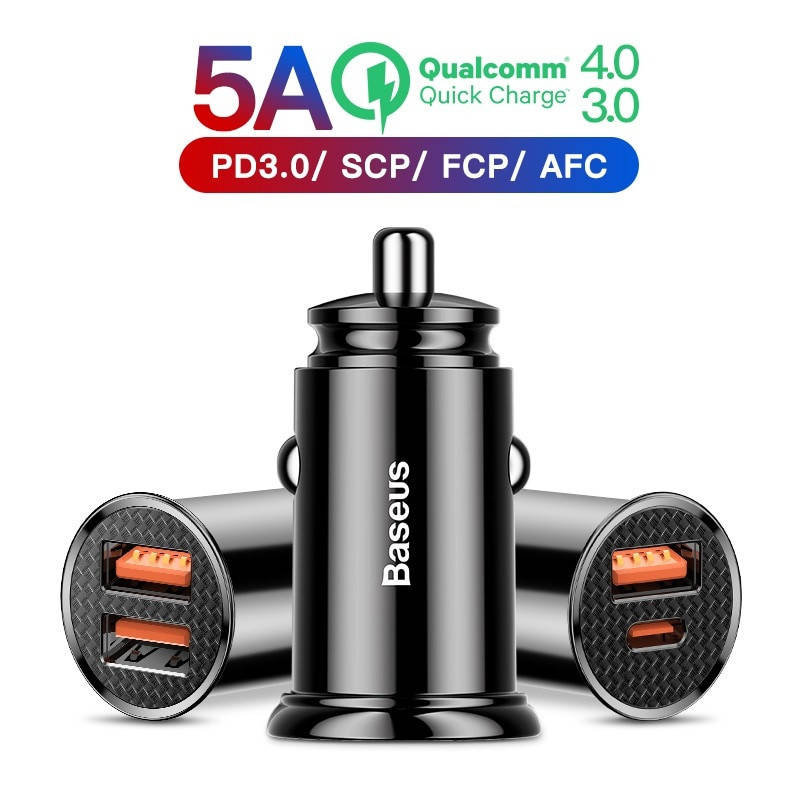 

BASEUS 30Вт Автомобильное зарядное устройство QC3.0 (Dual USB) Черный