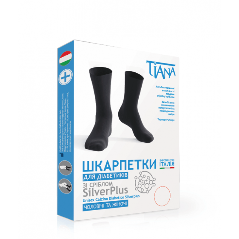 

Носки для диабетиков с серебром SILVERPLUS арт. 725 Tiana (Италия), Черный