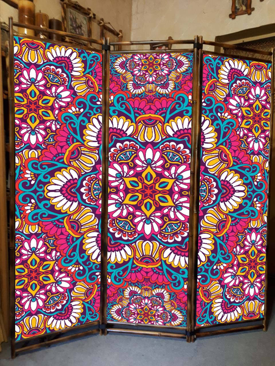 

Ширма в салон красоты "Индийский узор"170х150см