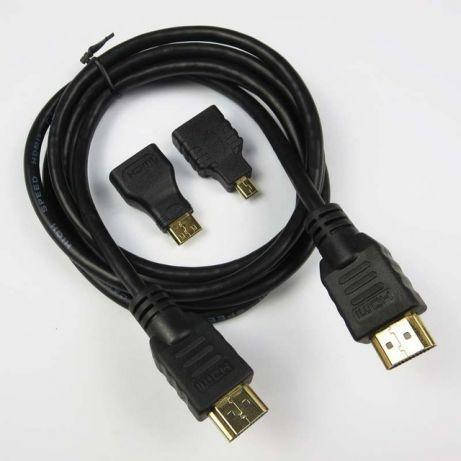 

Кабель Hdmi 1.5 м (3 в 1) +2шт переходника в комплекте micro/mini hdmi