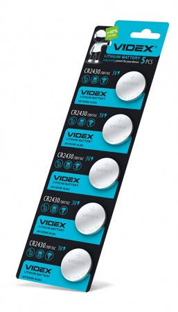 

Батарейка CR2430 3v, Videx 5 шт. в блистере