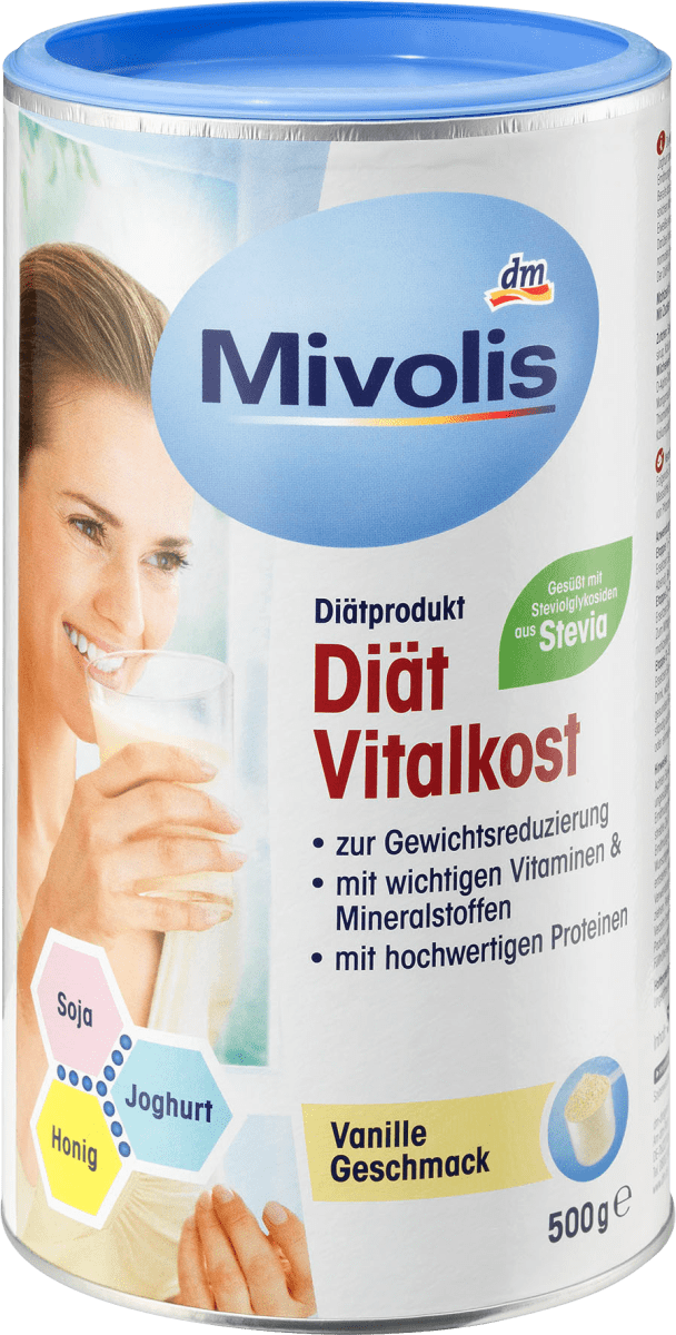 

Диетический пищевой порошок с ароматом ванили Mivolis Diat Vitalkost Pulver, 500 гр.