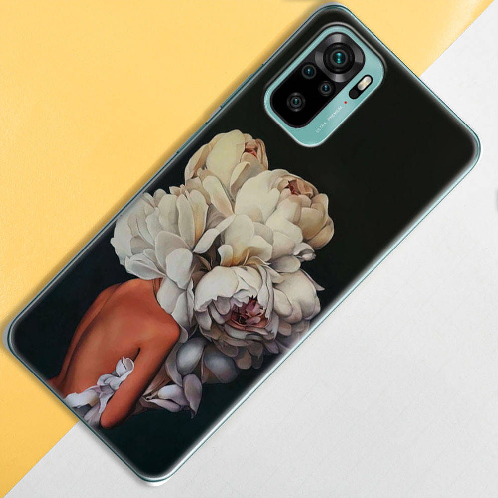 

Чехол Xiaomi Redmi Note 10/ Note 10S с принтом White Flowers, Прозрачный