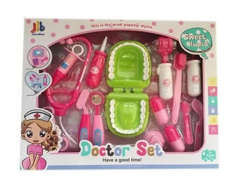 

Игра Доктор "Стоматолог" 6002-2 (48шт/2) стетоскоп,челюсти шприц, стомат набор…, в кор.37*28*5см