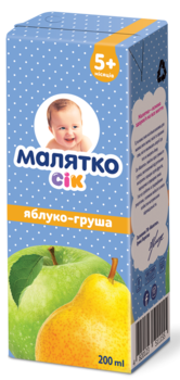 

Детский сок Малятко 200мл Яблочно-грушевый