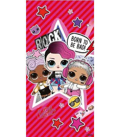 

Детское пляжное полотенце кукла сюрприз ЛОЛ LOL Rock, для девочки 70х140 см, Розовый