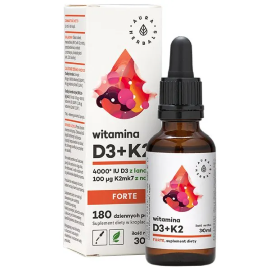 

Натуральный Витамин Д3 + K2 Форте 30 мл Aura Herbals Vitamin D3 + К2 Forte Доставка из ЕС