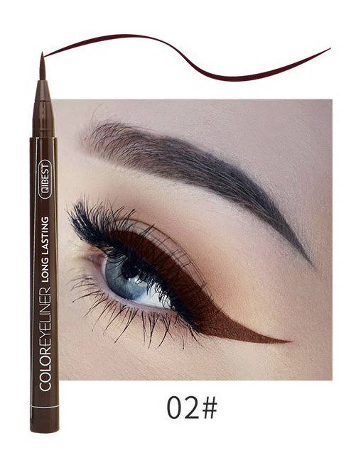 

Цветная водостойкая подводка фломастер для глаз QIBEST Color 02# коричневый